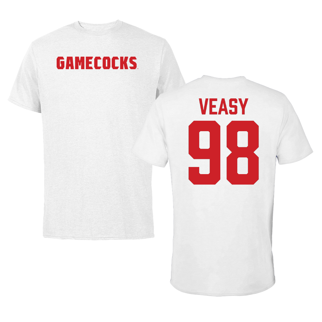 Jacksonville State University Football White Tee - #98 Jackson Veasy