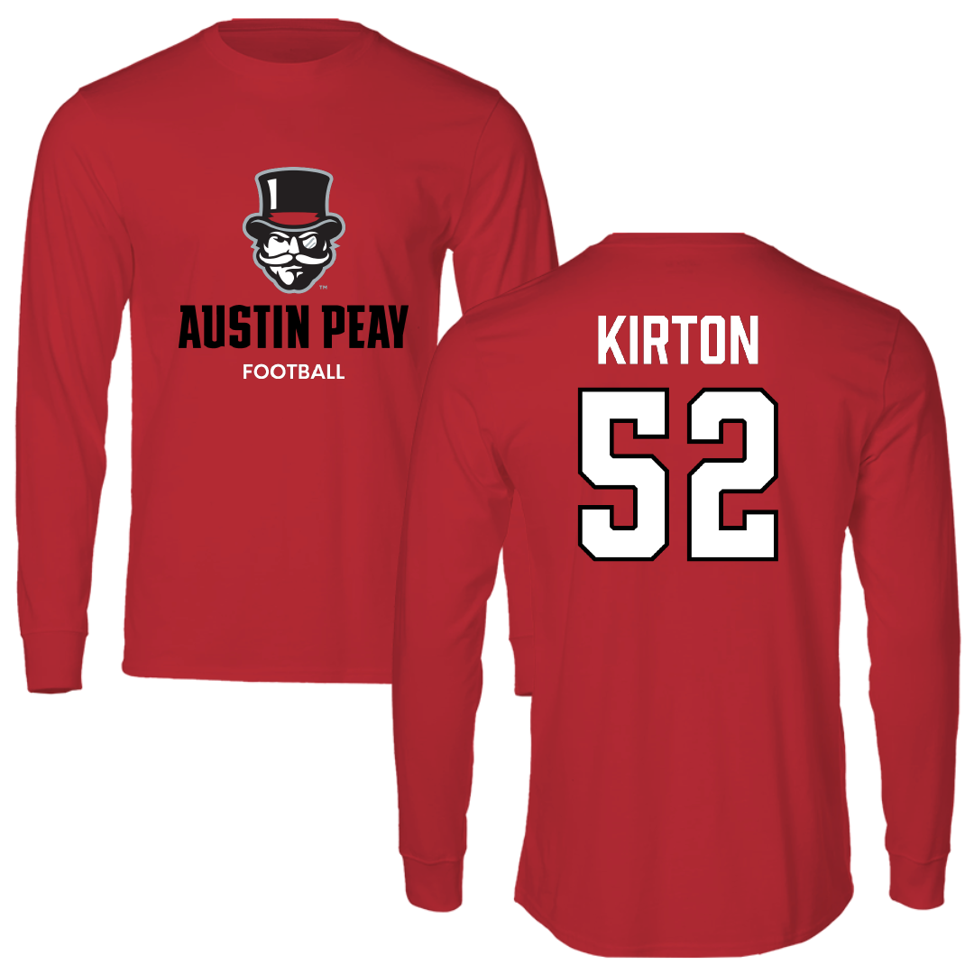 Austin Peay State University Football Red Mascot Long Sleeve - #52 Chandler Kirton