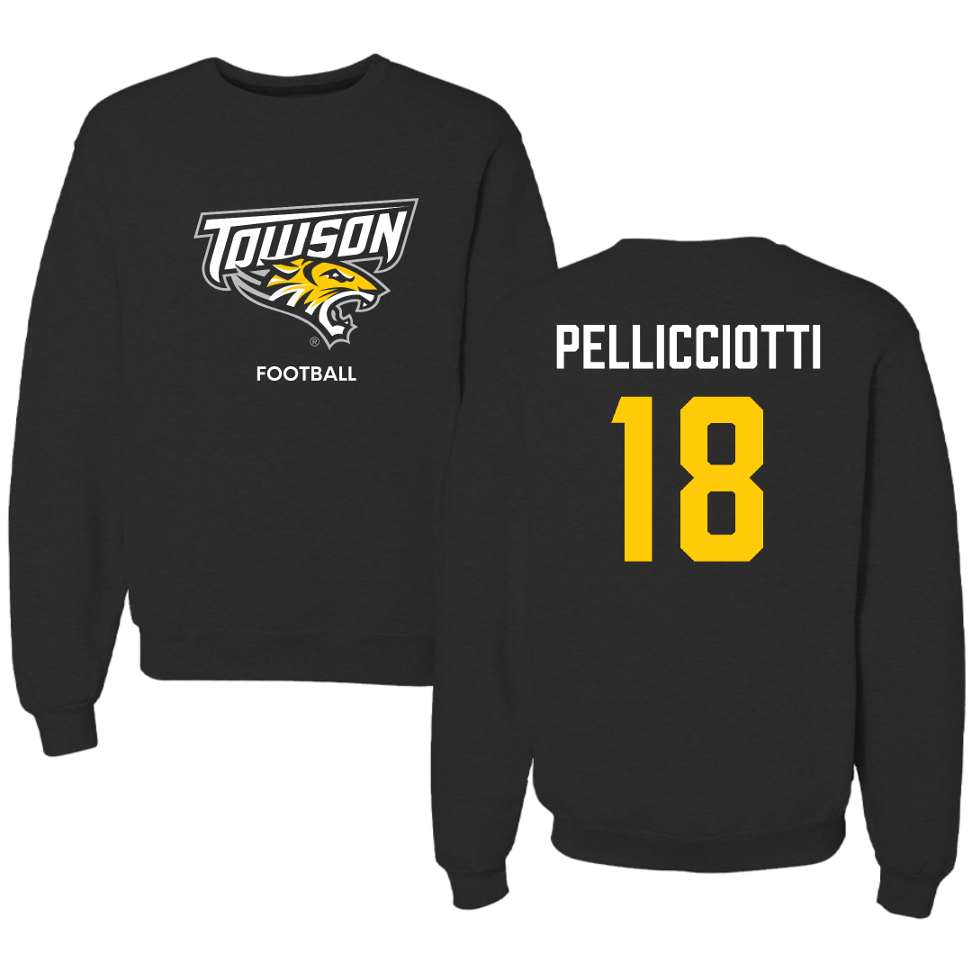 Towson University Football Black Crewneck - #18 Jack Pellicciotti