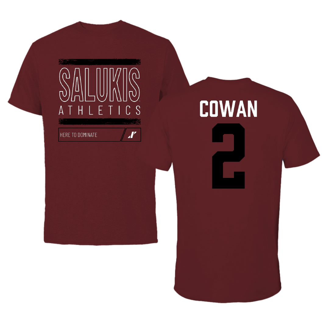 Southern Illinois University at Carbondale Football Maroon Dominate Tee - #2 Devin Cowan