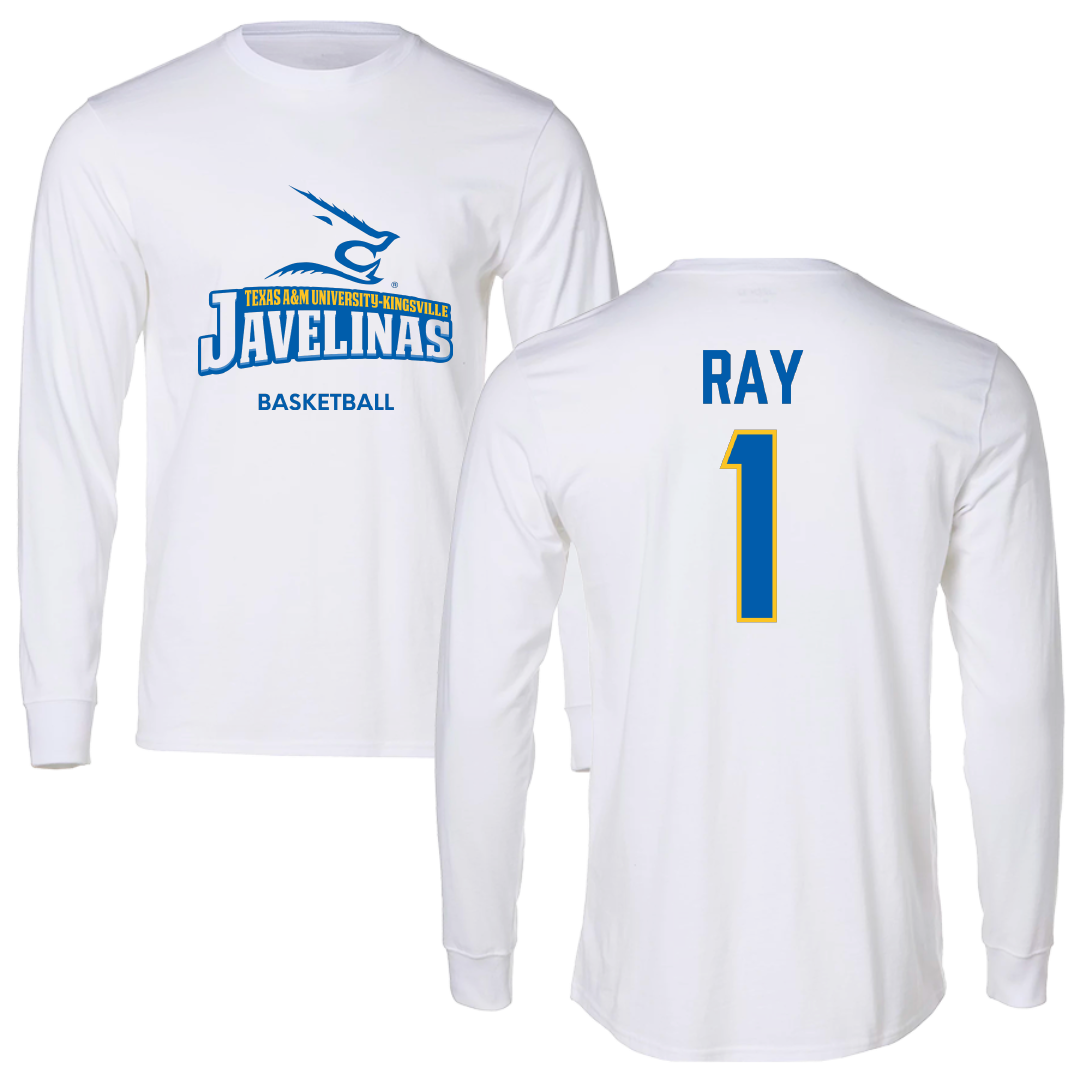 Texas A&M University-Kingsville Basketball (W) White Long Sleeve - #1 Shelby Ray