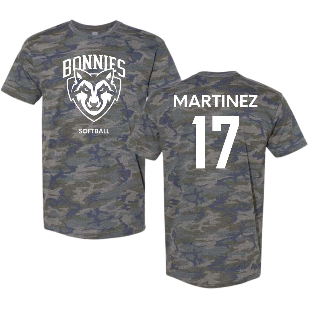 St. Bonaventure University Softball Vintage Camo Tee - #17 Bryana Martinez