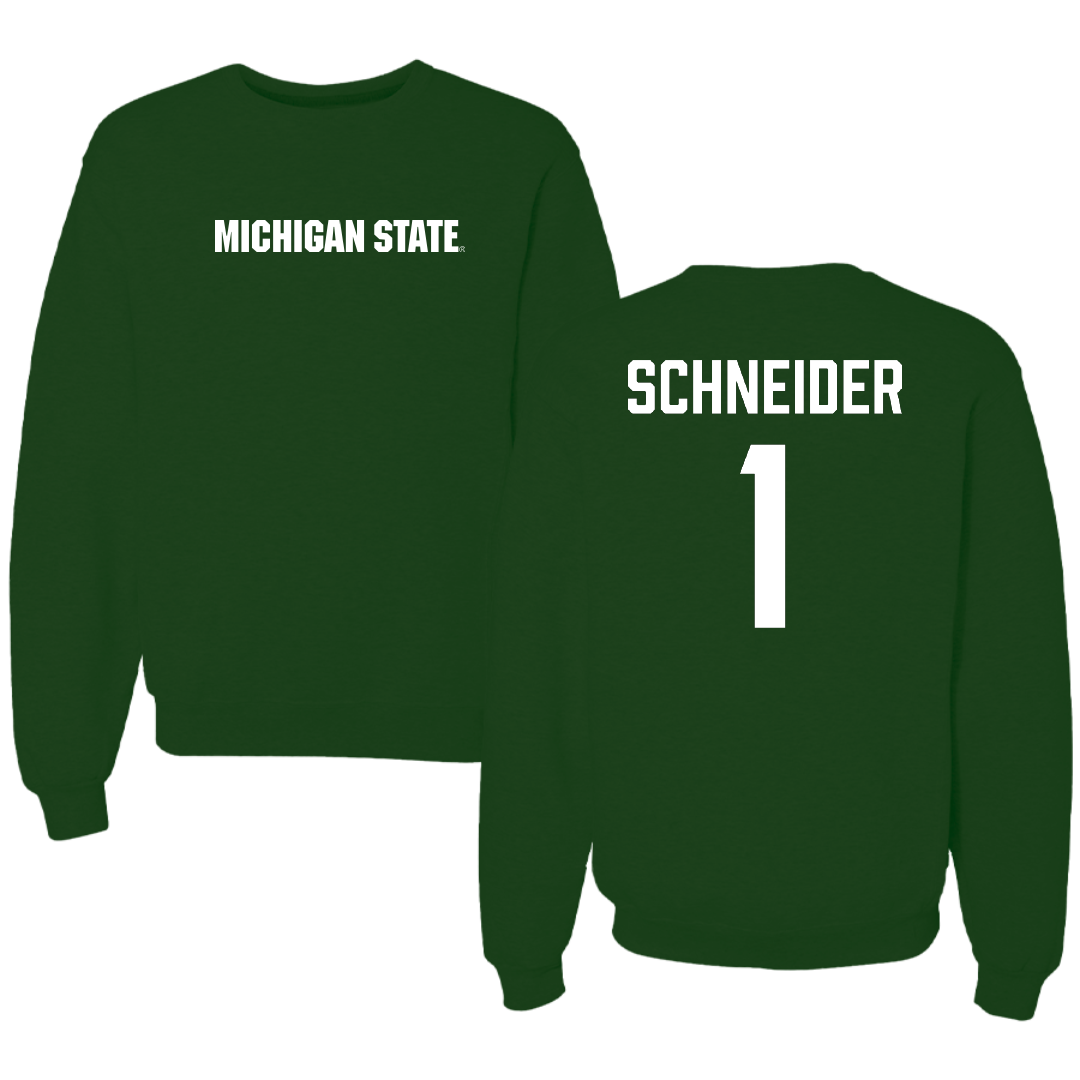 Michigan State University Volleyball Forest Green Crewneck - #1 Lia Schneider