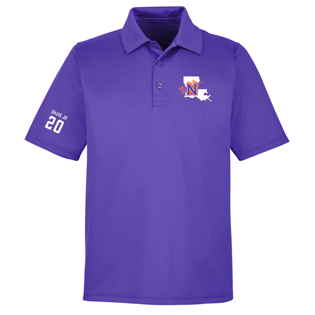 Northwestern State University Football Purple Polo - #20 Kevin Davis Jr