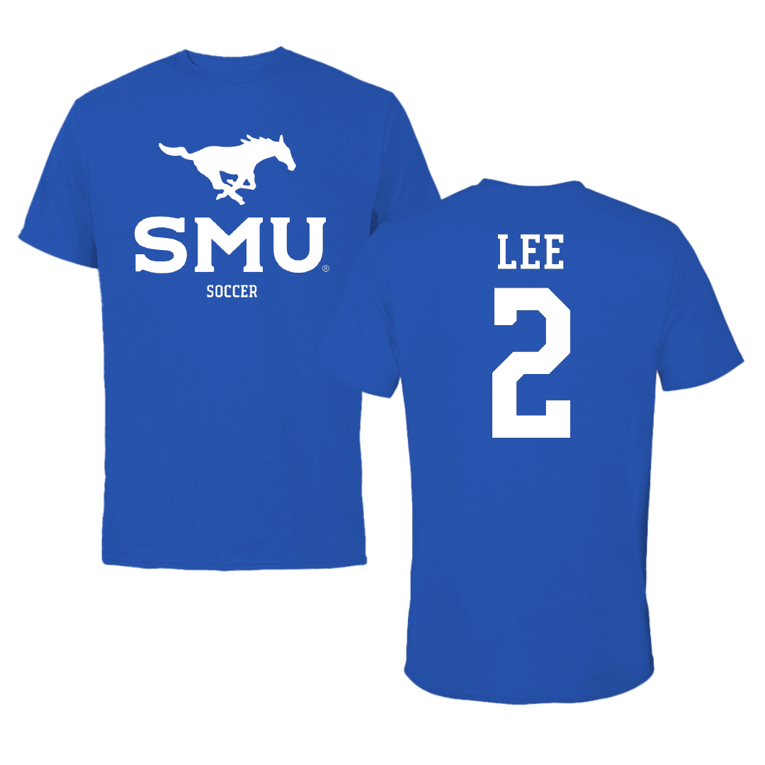 Southern Methodist University Soccer (W) Blue Mascot Performance Tee - #2 Kaya Lee