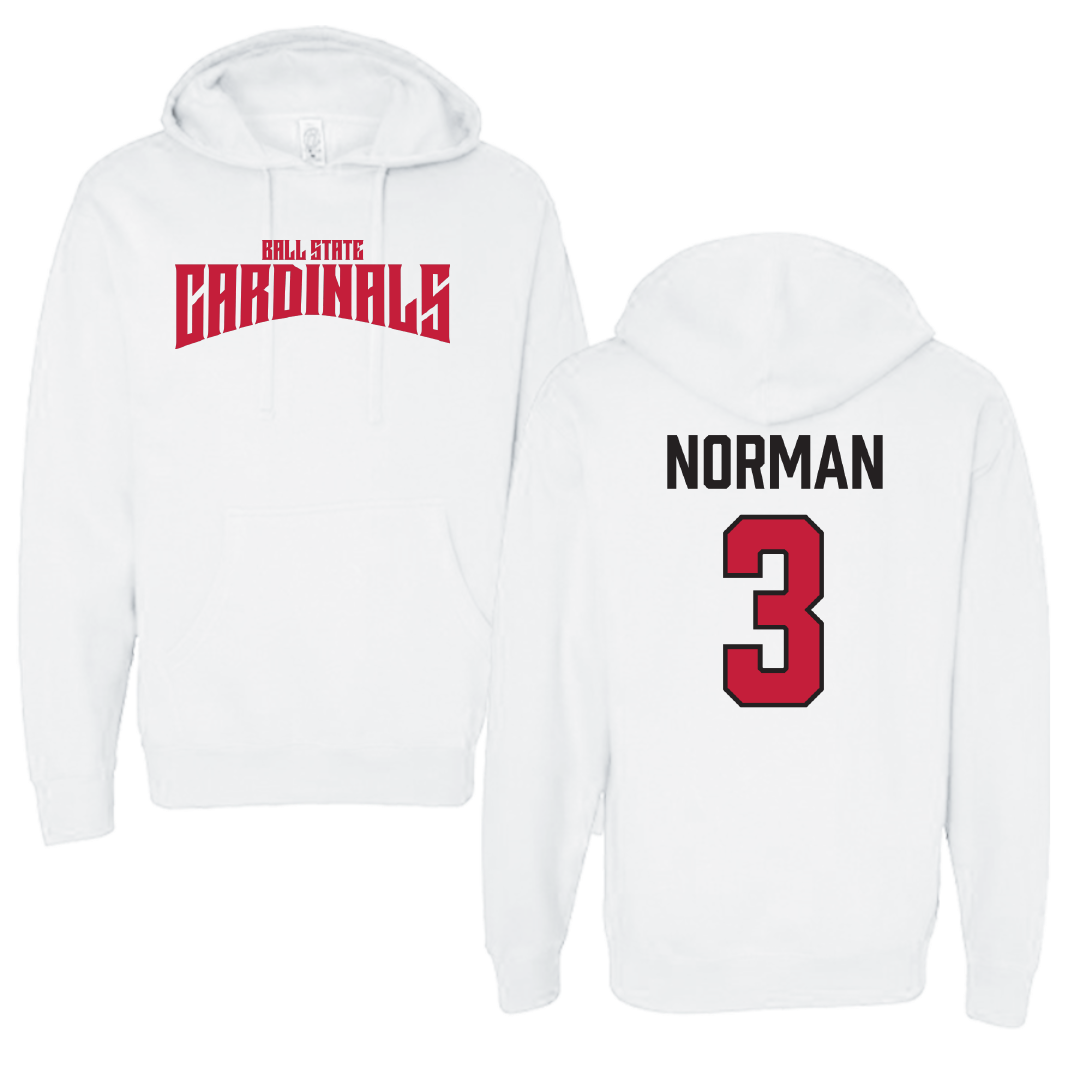 Ball State University Basketball White Classic Hoodie - #3 Karsyn Norman