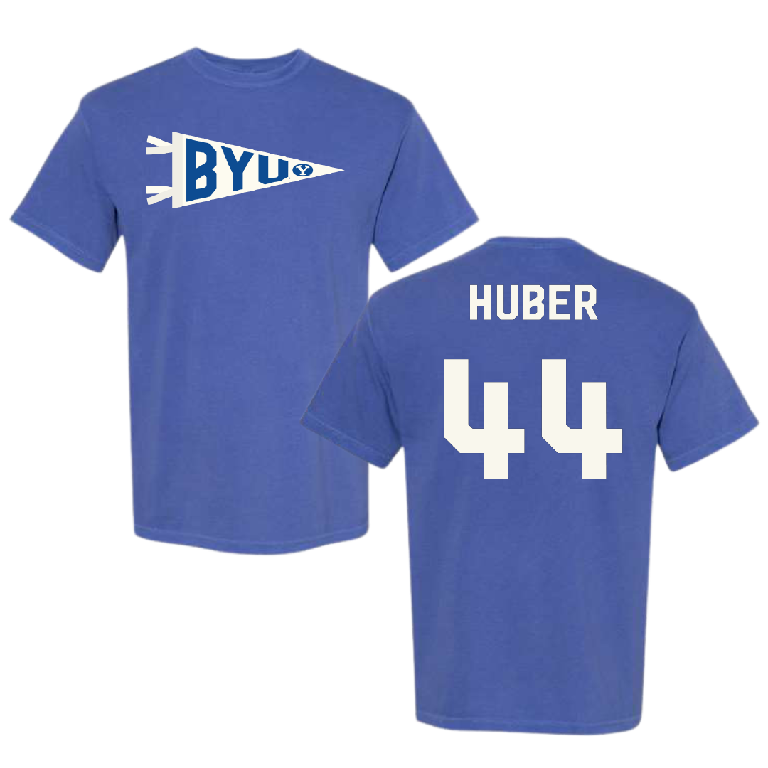 Brigham Young University Softball Blue Pennant Comfort Colors Tee - #44 Hina Huber