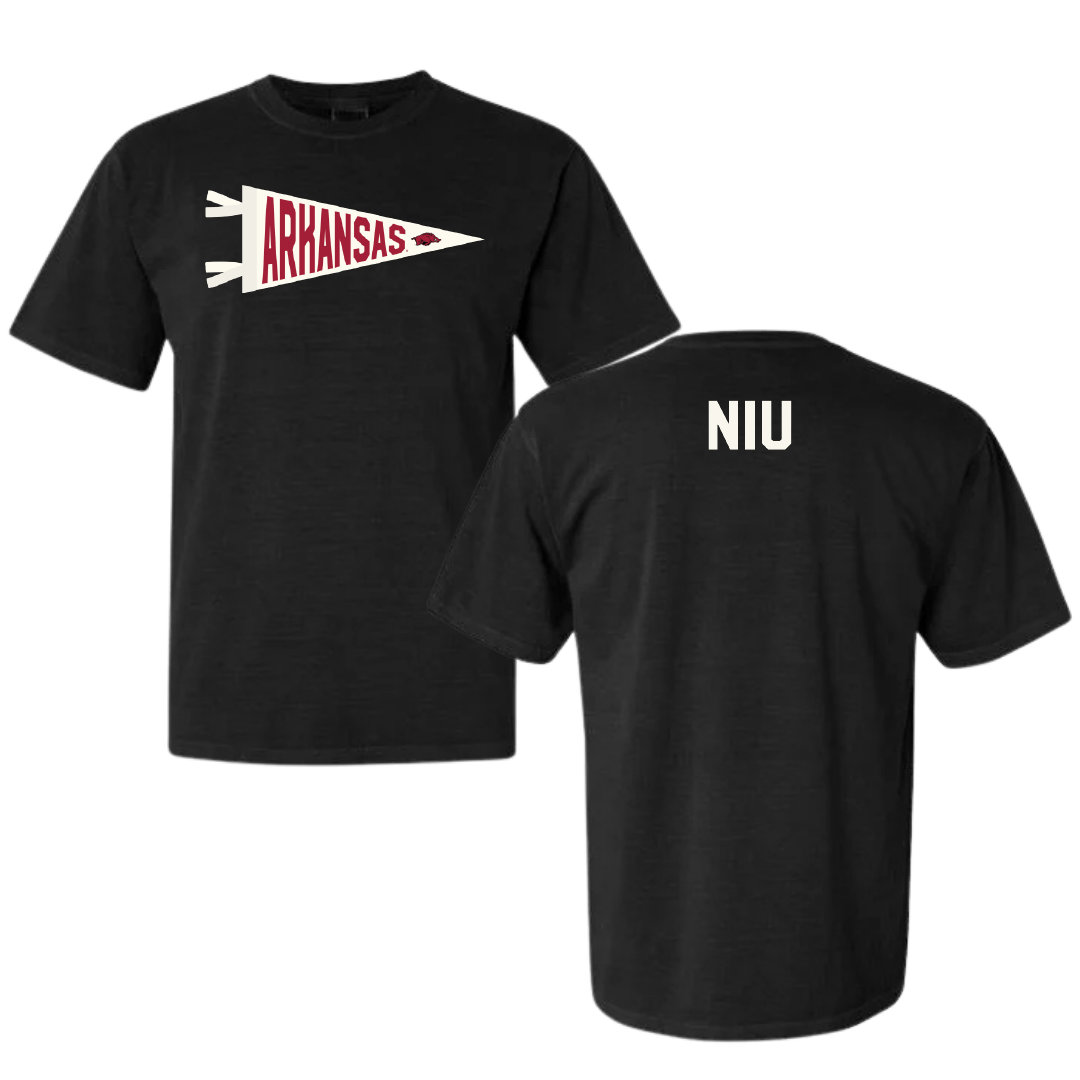 University of Arkansas Baseball Black Pennant Comfort Colors Tee - Maika Niu