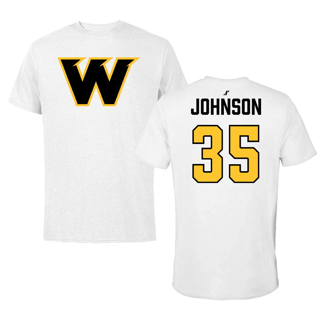 Wayne State College (Nebraska) Football White Tee - #35 Luke Johnson