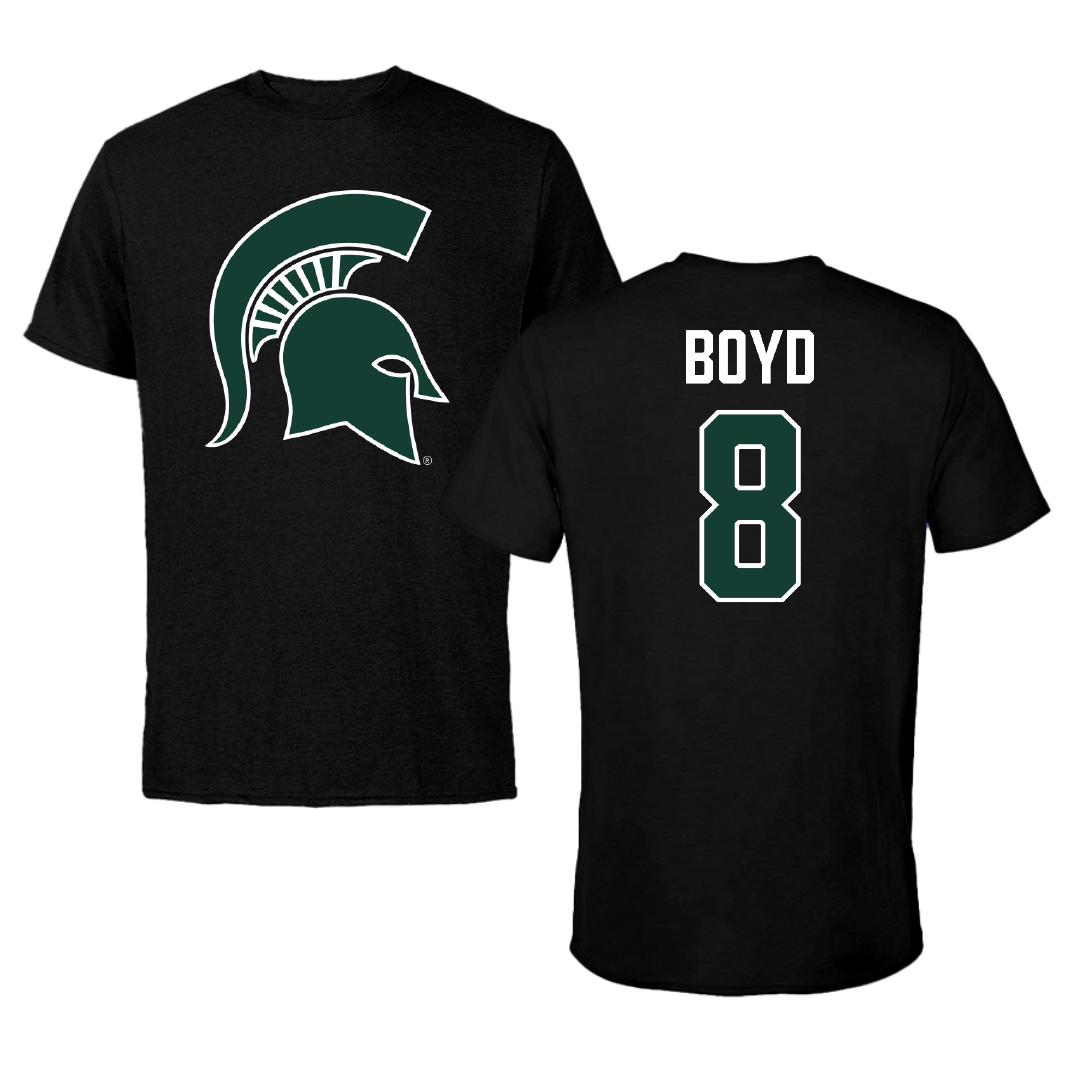 Michigan State University Football Black Tee - #8 Evan Boyd