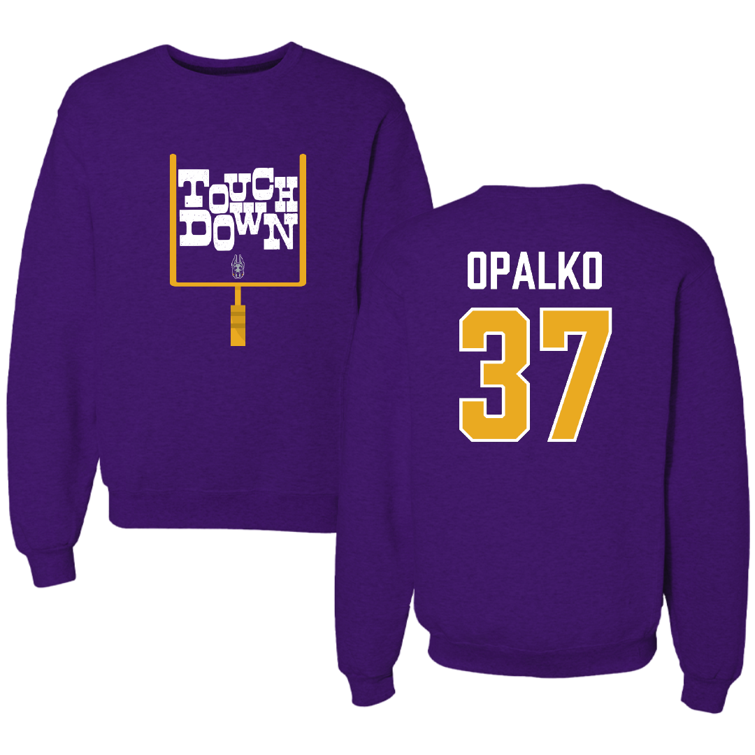 University at Albany Football Purple Touchdown Crewneck - #37 John Opalko
