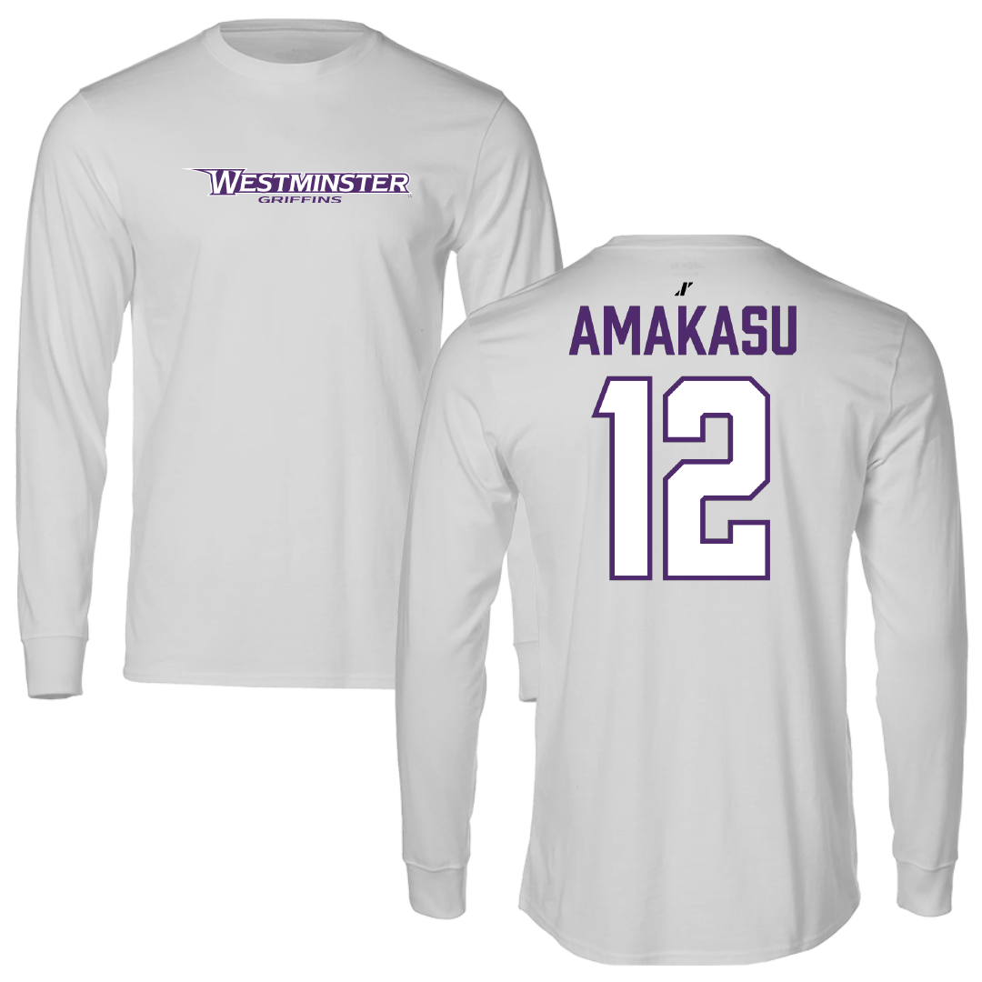 Westminster University (Utah) Basketball Light Gray Performance Long Sleeve - #12 Peter Amakasu