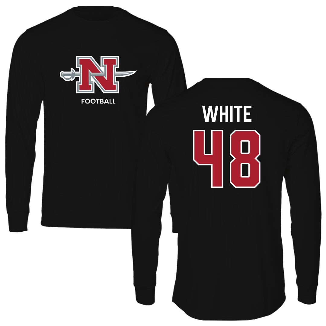 Nicholls State University Football Black Mascot Performance Long Sleeve - #48 Scott White
