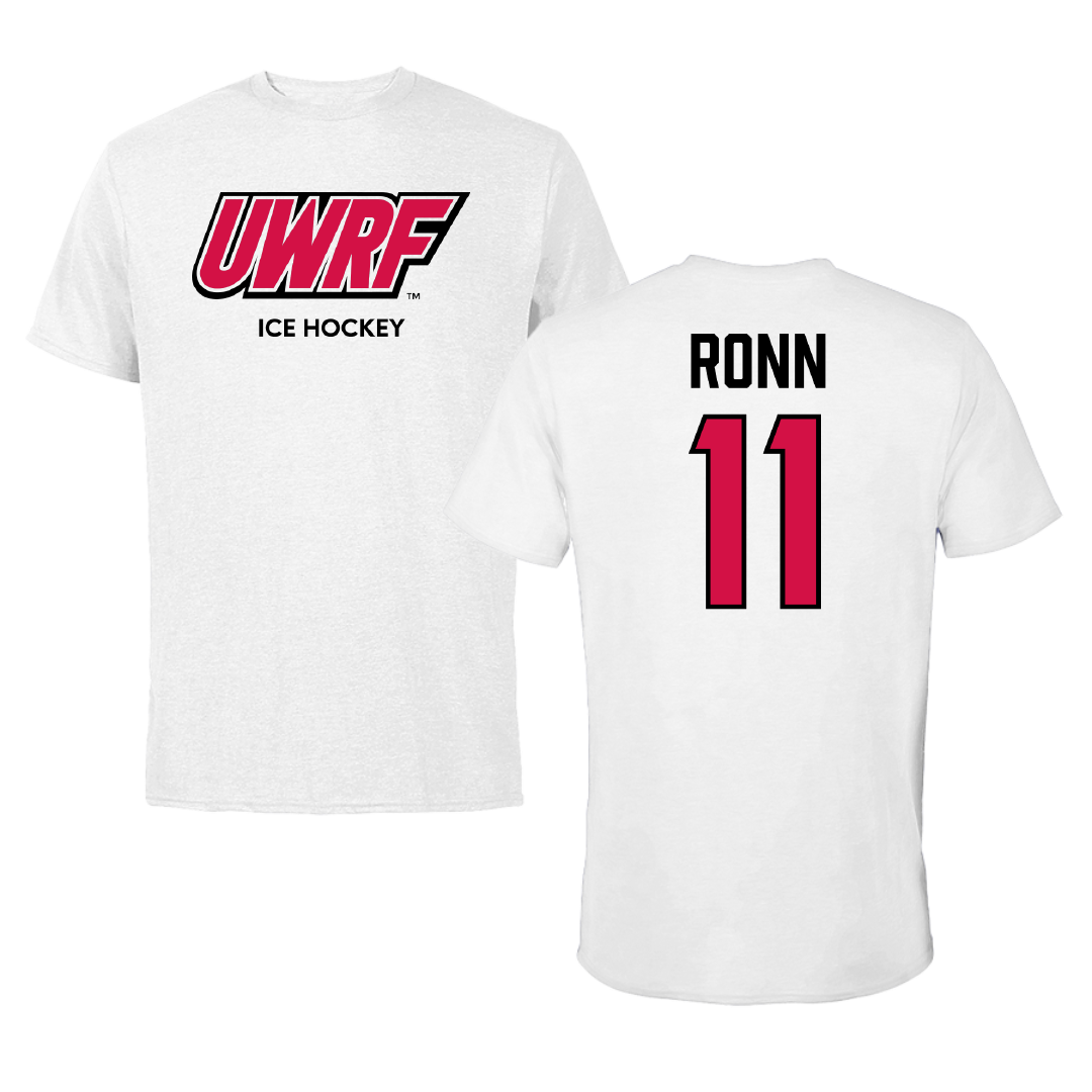 University of Wisconsin-River Falls Ice Hockey (W) White Block Tee - #11 Kaitlyn Ronn