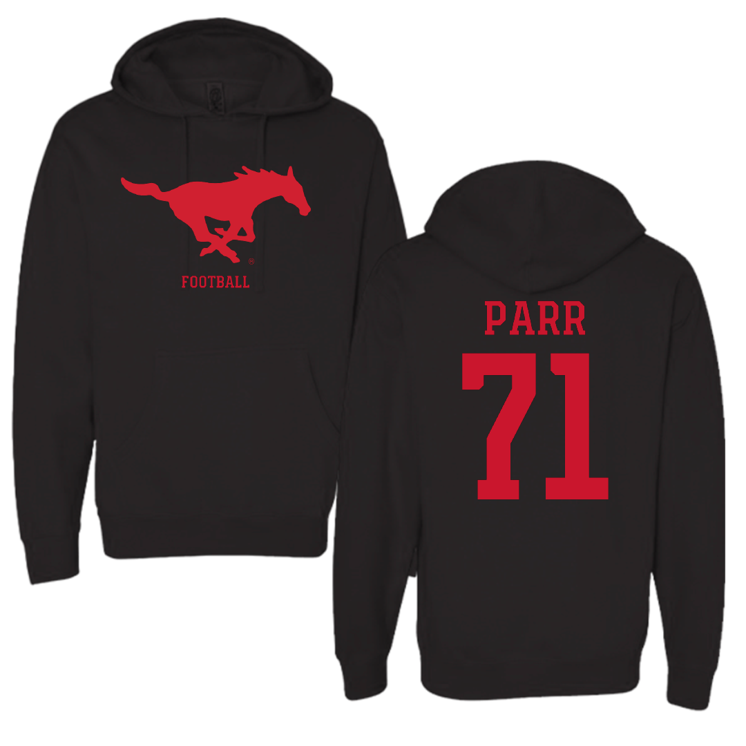Southern Methodist University Football Black Mascot Hoodie - #71 Logan Parr