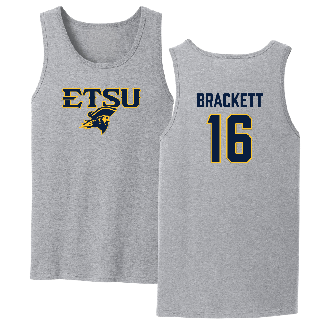 East Tennessee State University Football Sport Gray Tank Top - #16 Nate Brackett