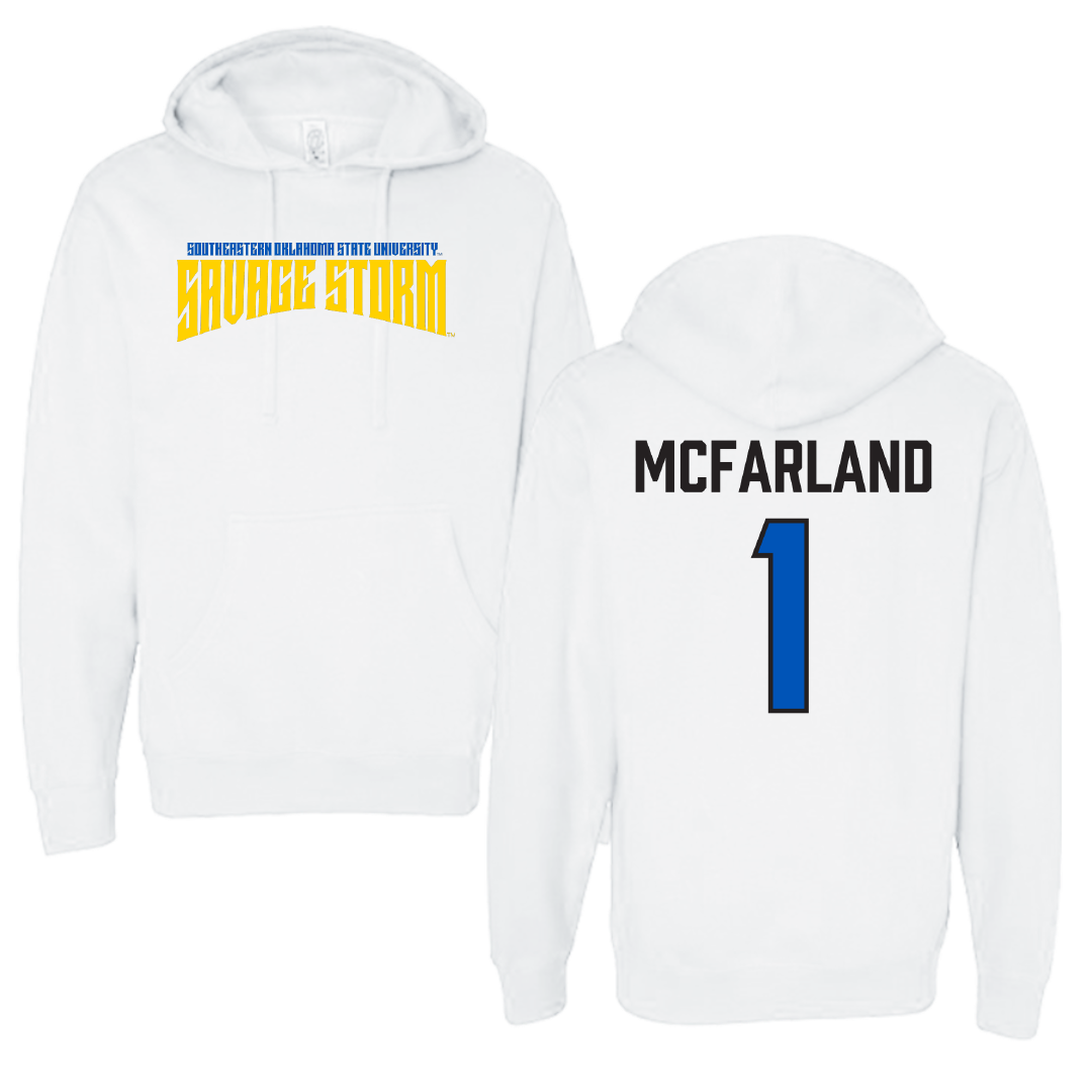 Southeastern Oklahoma State University Volleyball White Classic Hoodie - #1 Riley McFarland