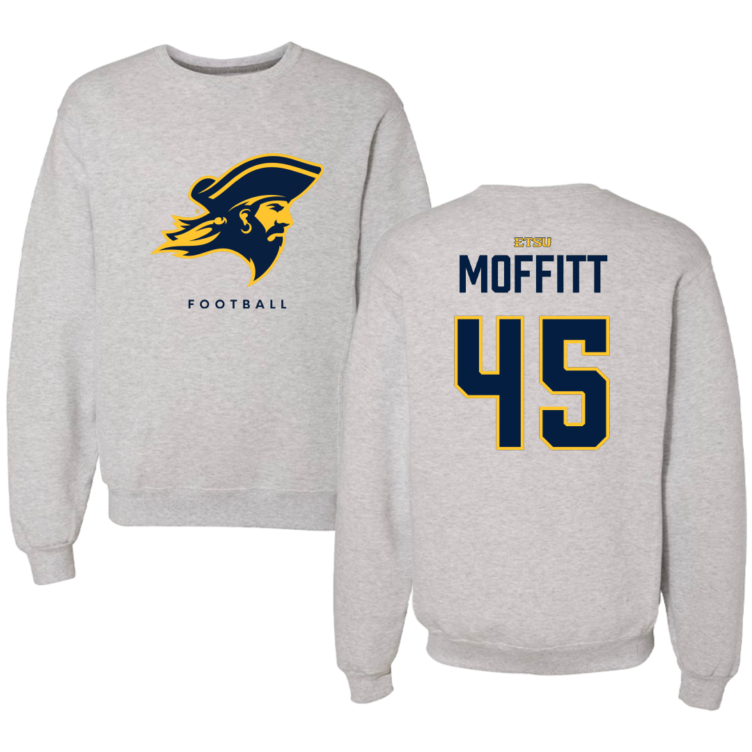 East Tennessee State University Football Gray Crewneck - #45 Trevor Moffitt