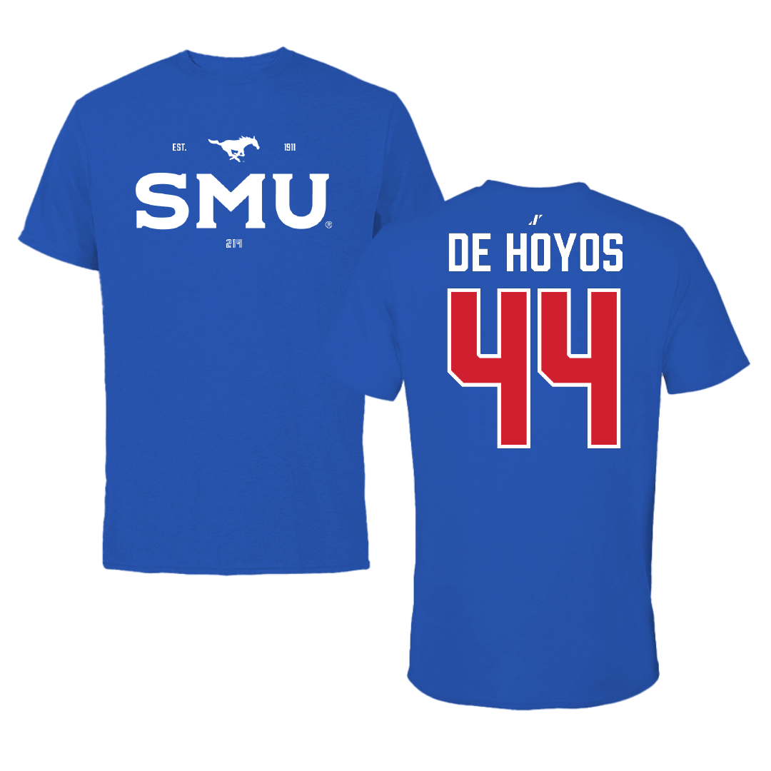 Southern Methodist University Football Blue General Tee - #44 Michael De Hoyos