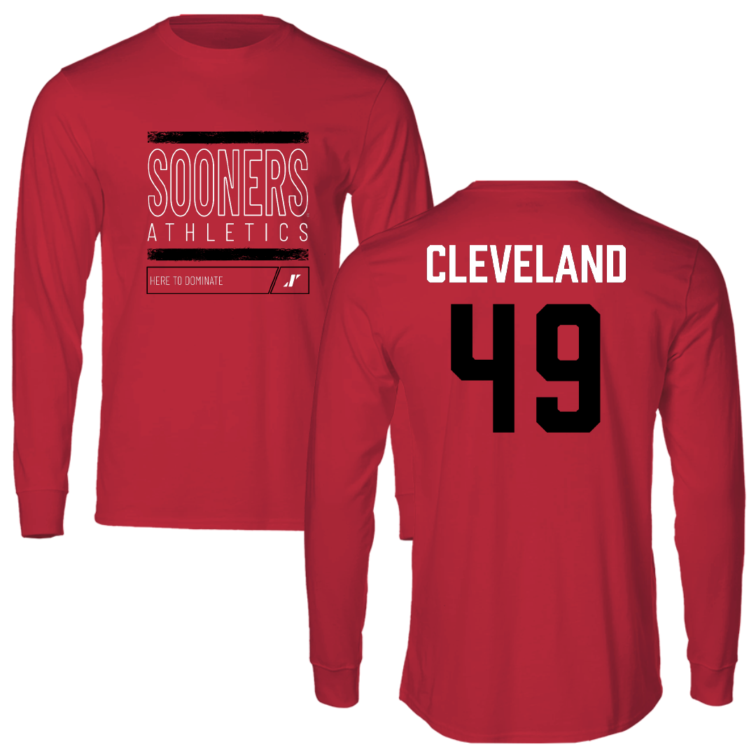 University of Oklahoma Baseball Crimson Dominate Long Sleeve - #49 Jackson Cleveland