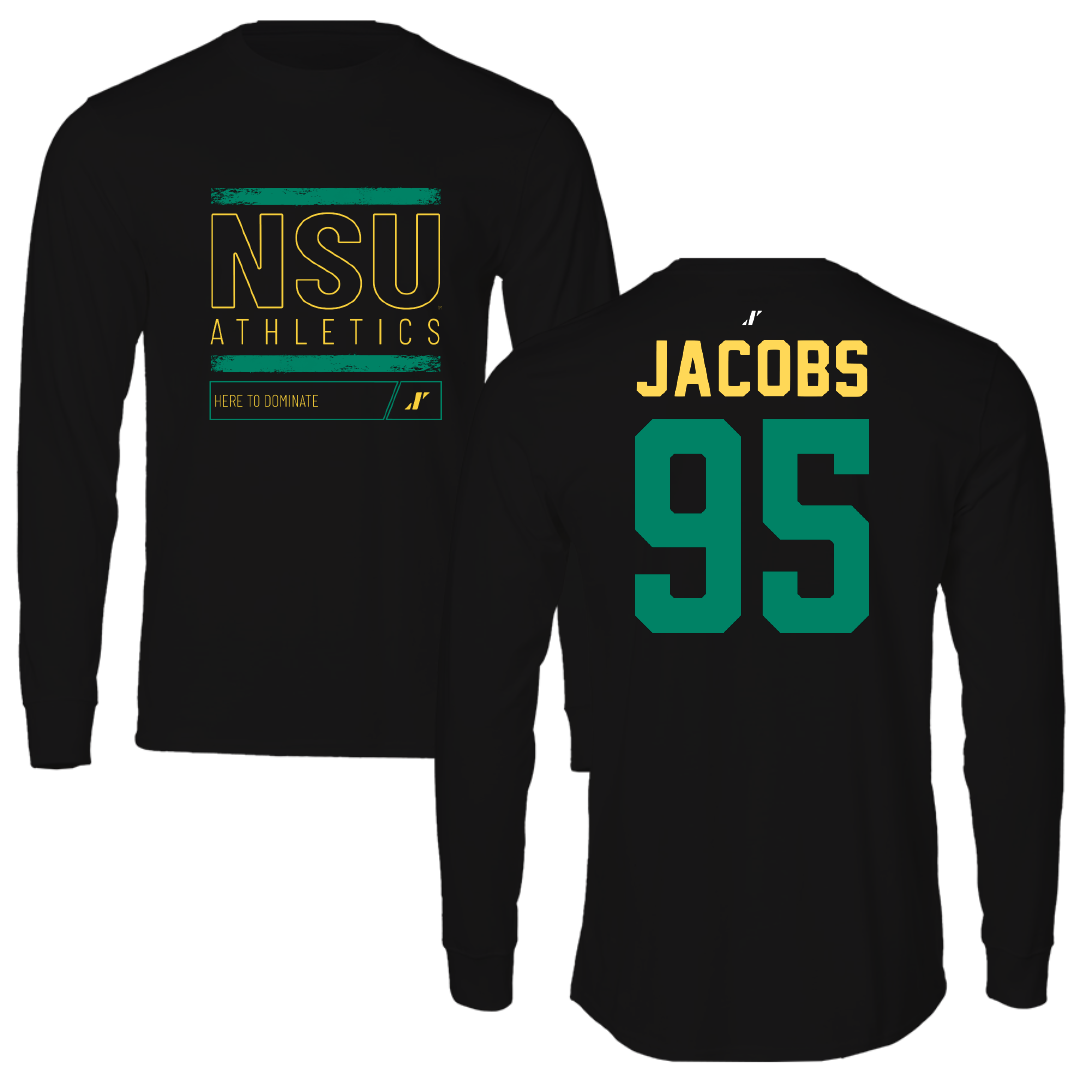 Norfolk State University Football Black Dominate Performance Long Sleeve - #95 Levontae Jacobs