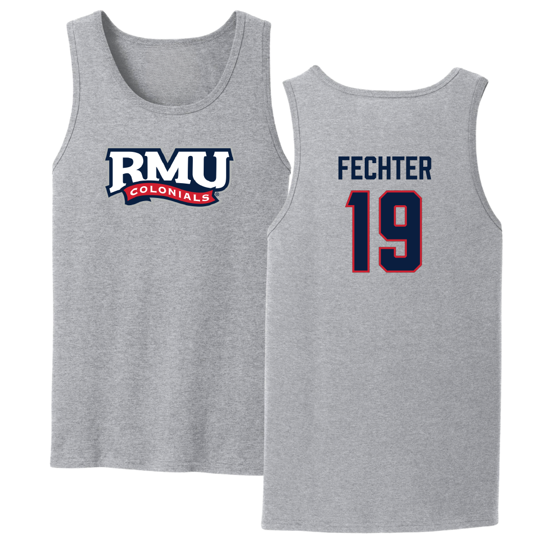 Robert Morris University Lacrosse Sport Gray Tank Top - #19 Nate Fechter