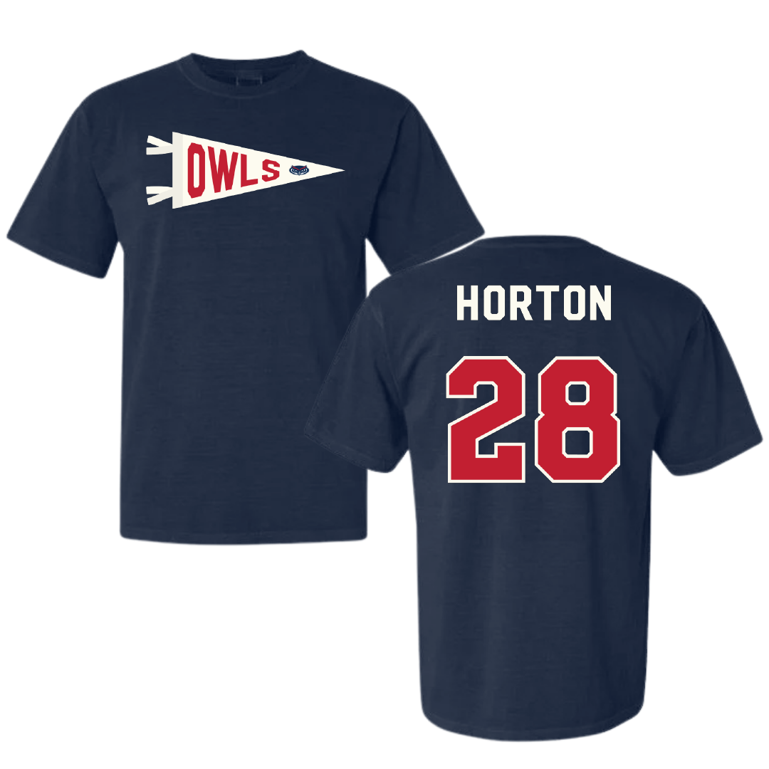 Florida Atlantic University Football Navy Pennant Comfort Colors Tee - #28 Zyere Horton