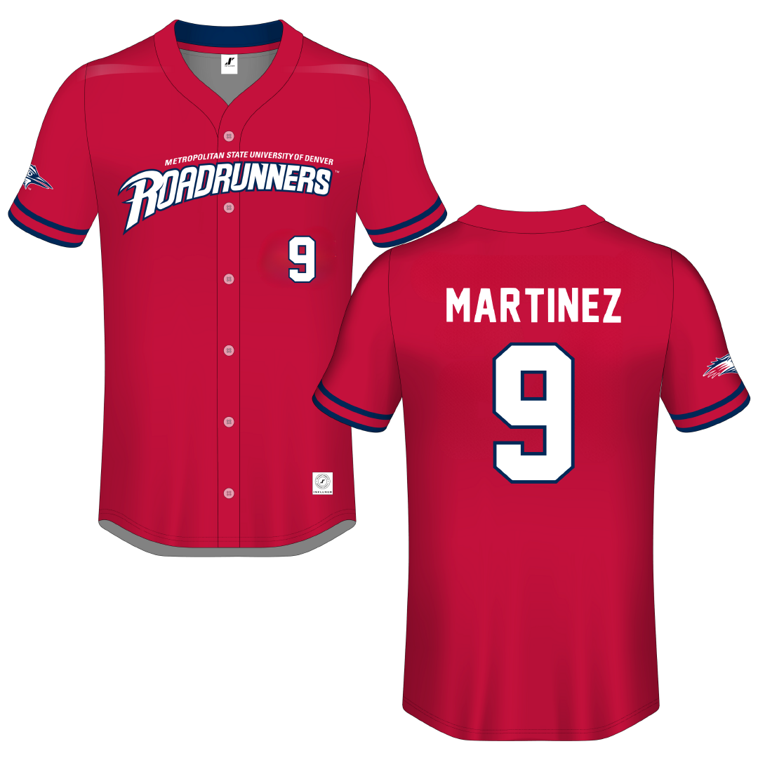 Metropolitan State University of Denver Red Button-Down Jersey - #9 Alek Martinez