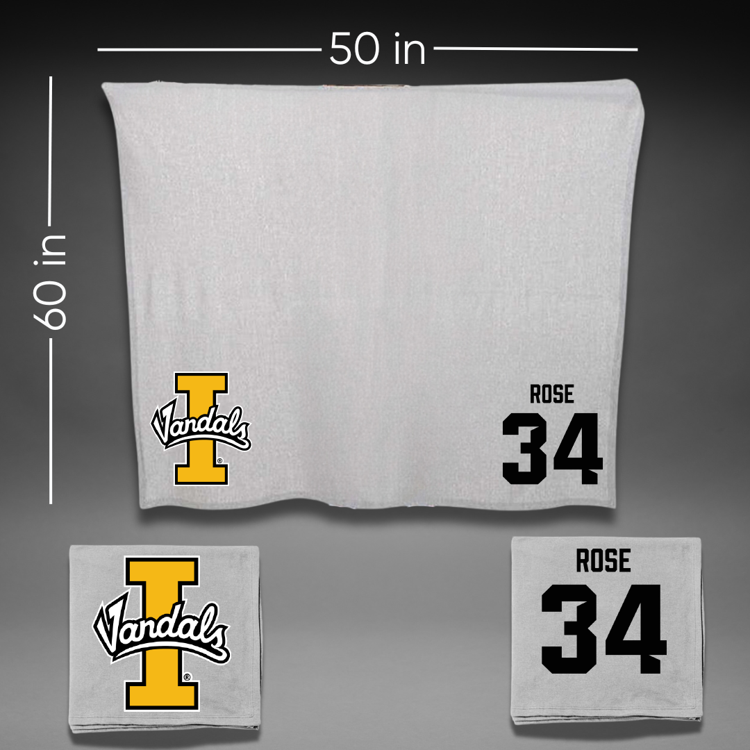 University of Idaho Basketball Gray Vandals Blanket - #34 Kyson Rose