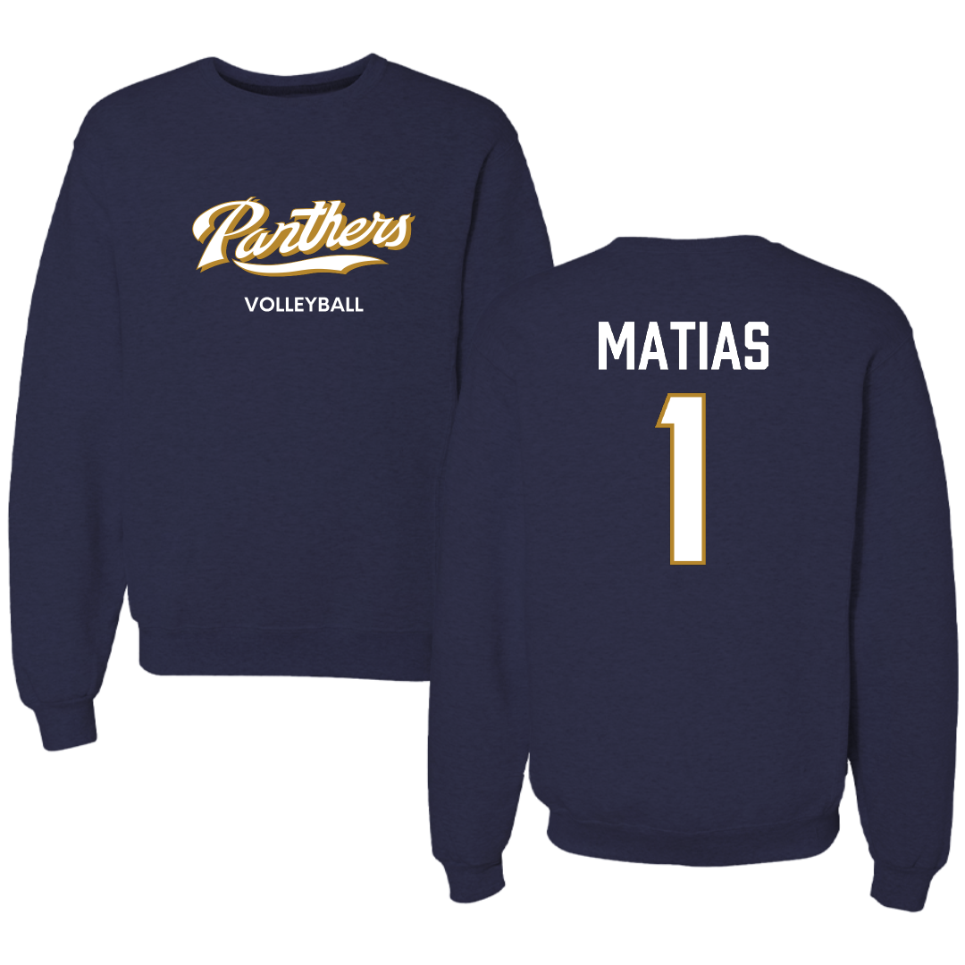 Florida International University Volleyball (W) Navy Panthers Crewneck - #1 Emily Matias