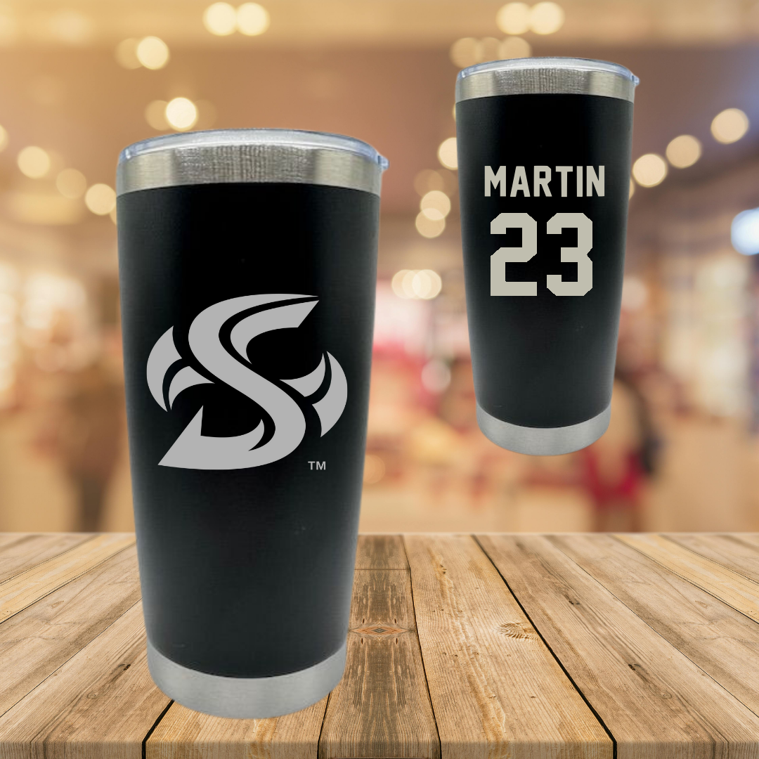 Sacramento State University Basketball (W) Black Stainless Steel Tumbler - #23 Jaydia Martin