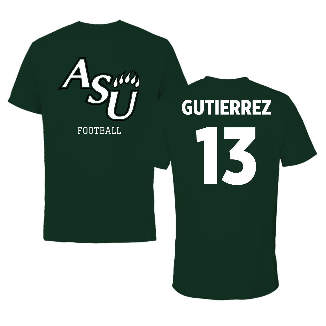 Adams State University Football Forest Green Performance Tee - #13 Xavier Gutierrez