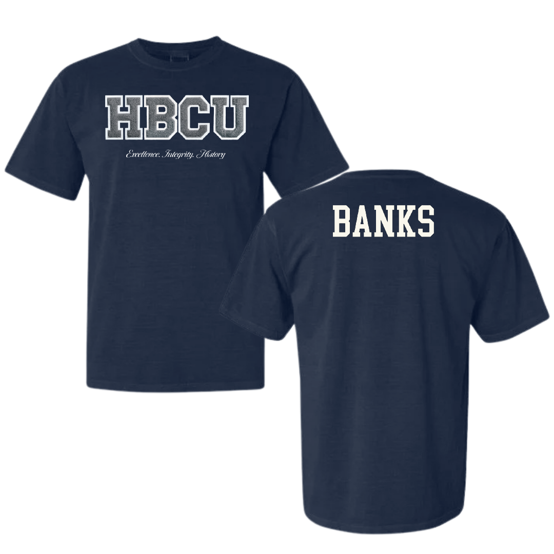 Jackson State University Cheer Navy HBCU Varsity Comfort Colors Tee - Jannifer Banks