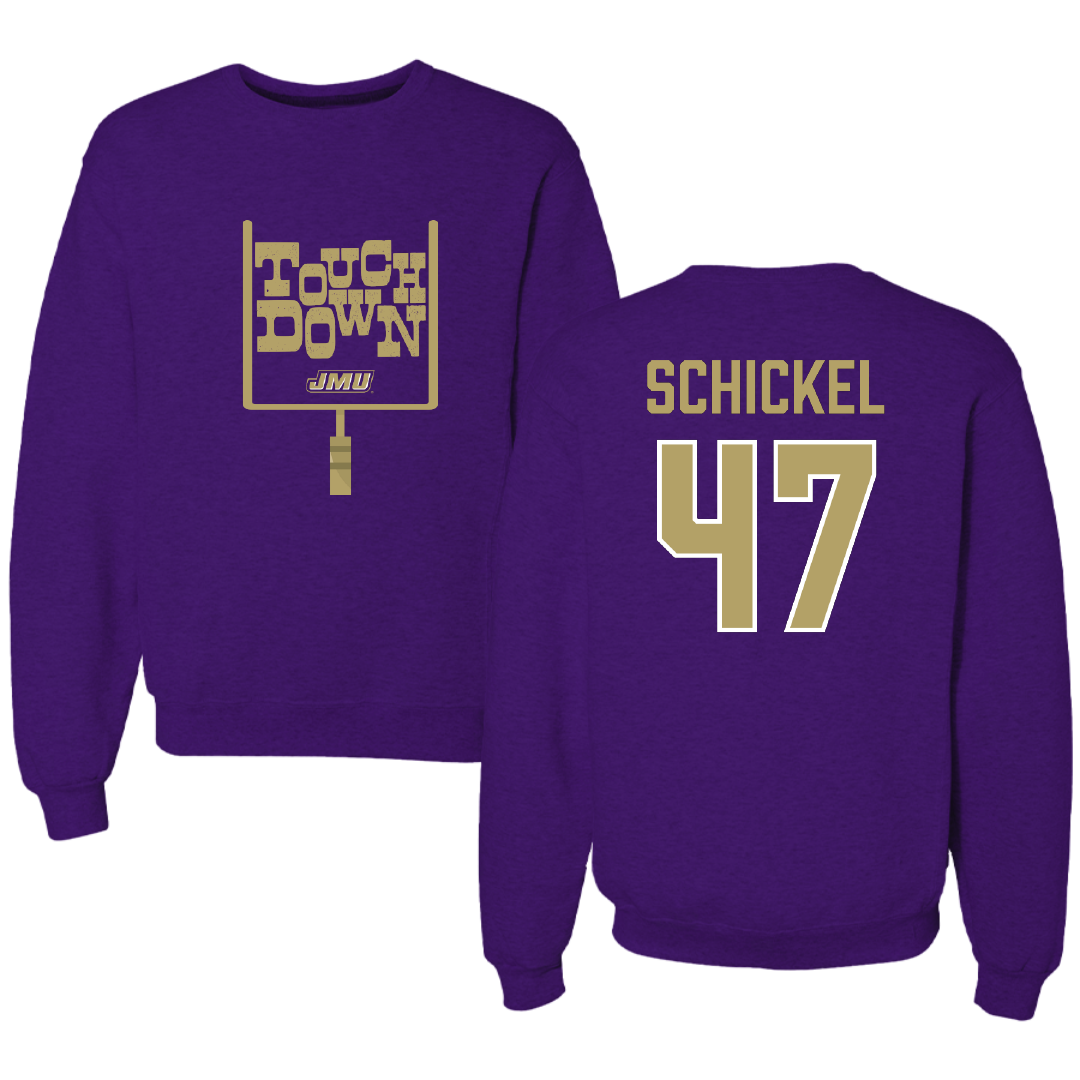 James Madison University Football Purple Touchdown Crewneck - #47 Kaden Schickel