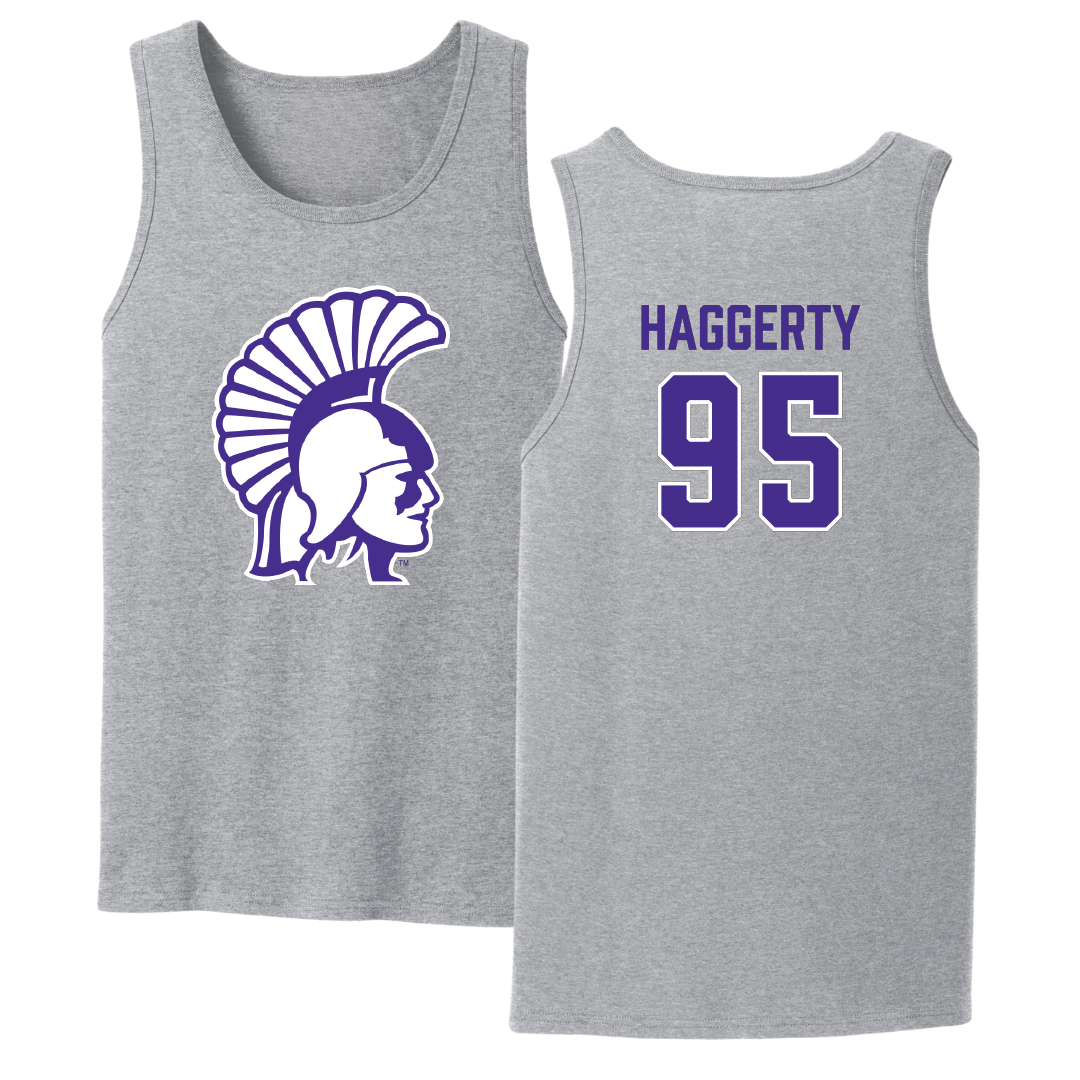 Winona State University Football Sport Gray Tank Top - #95 Conner Haggerty