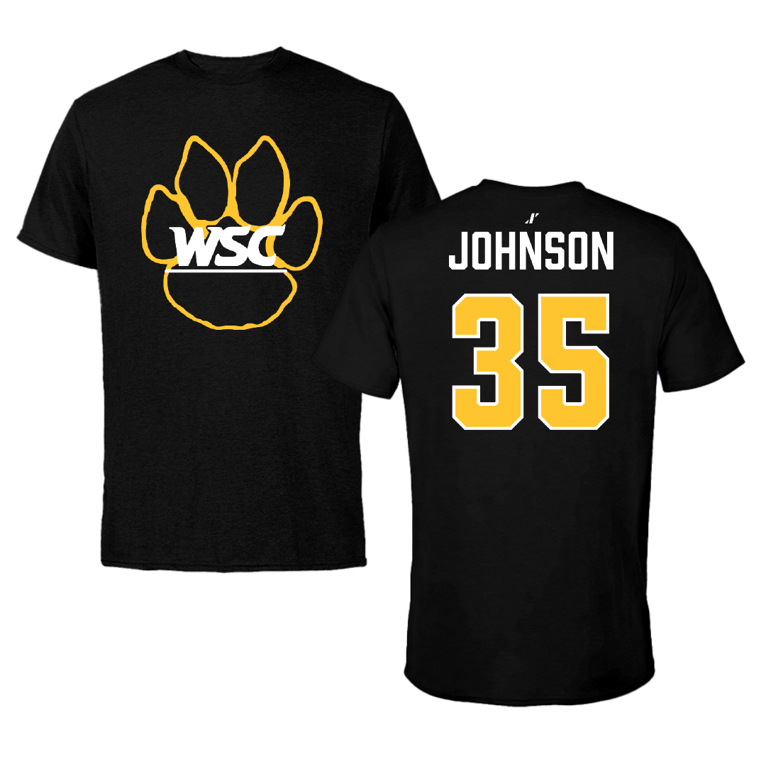 Wayne State College (Nebraska) Football Black Performance Tee - #35 Luke Johnson
