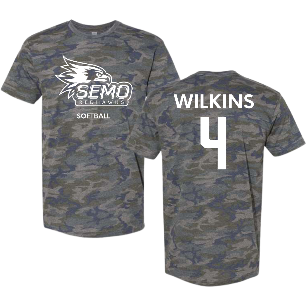 Southeast Missouri State University Softball Vintage Camo Tee - #4 Kinley Wilkins