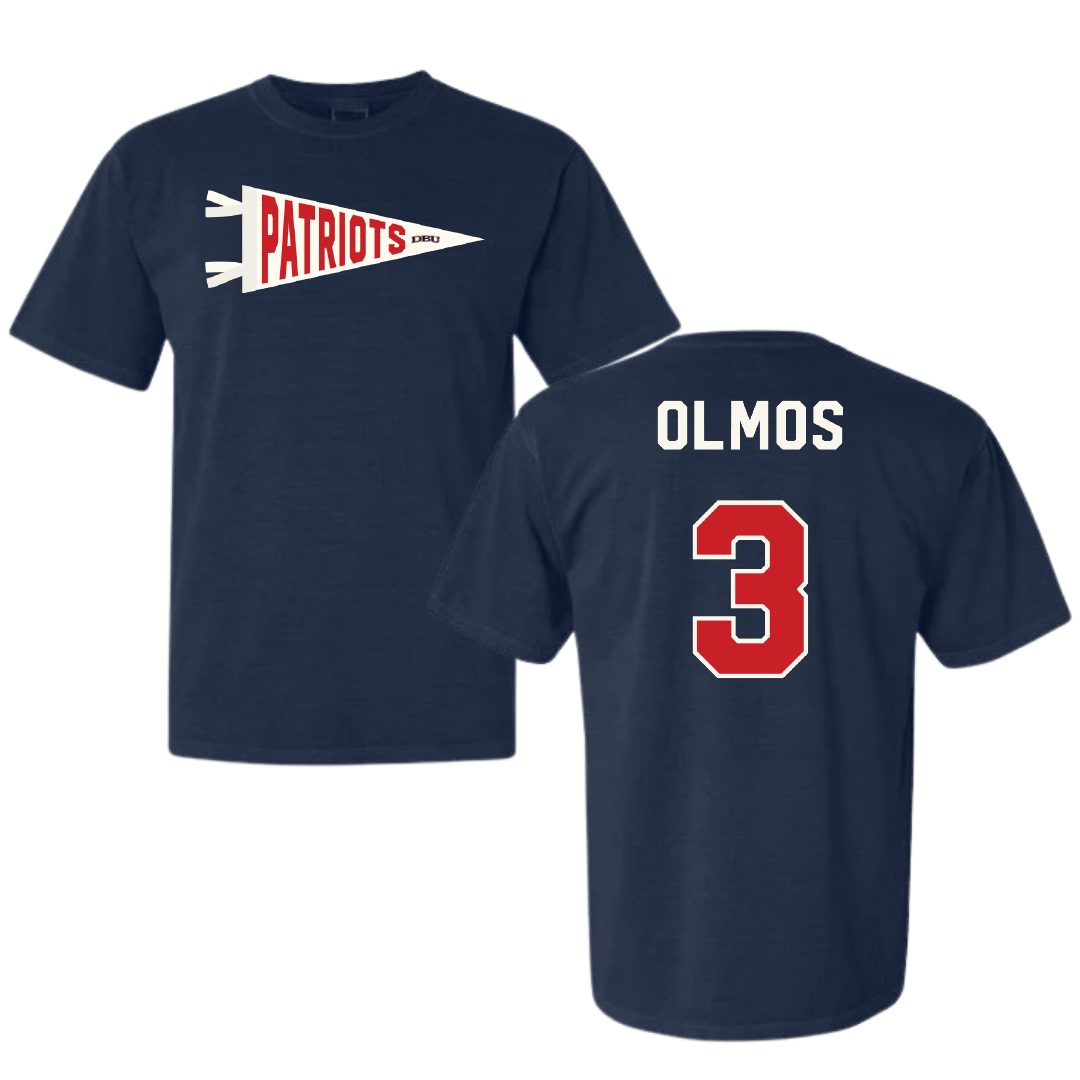 Dallas Baptist University Soccer Navy Pennant Comfort Colors Tee - #3 Angelina Olmos