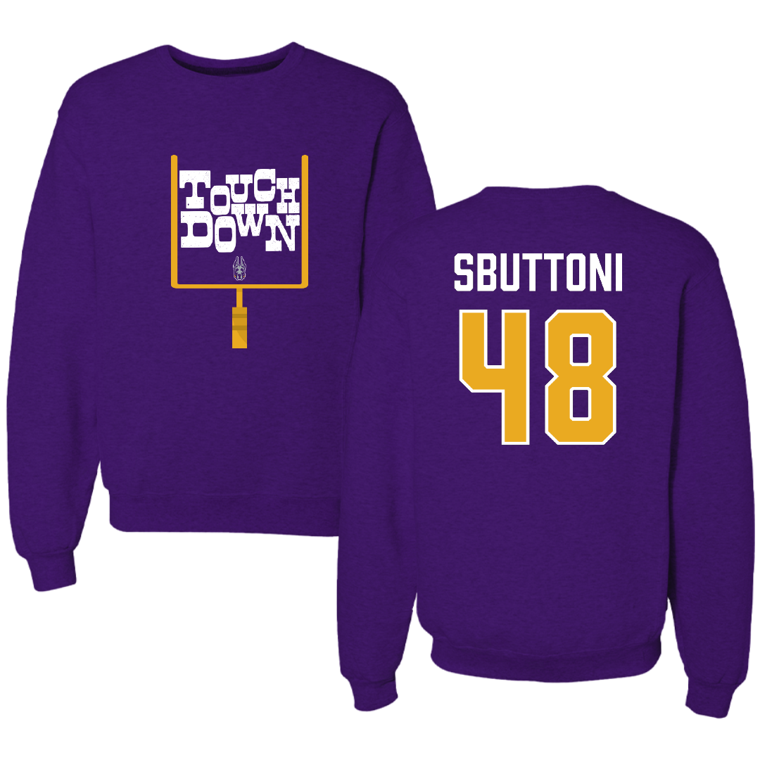 University at Albany Football Purple Touchdown Crewneck - #48 Michael Sbuttoni