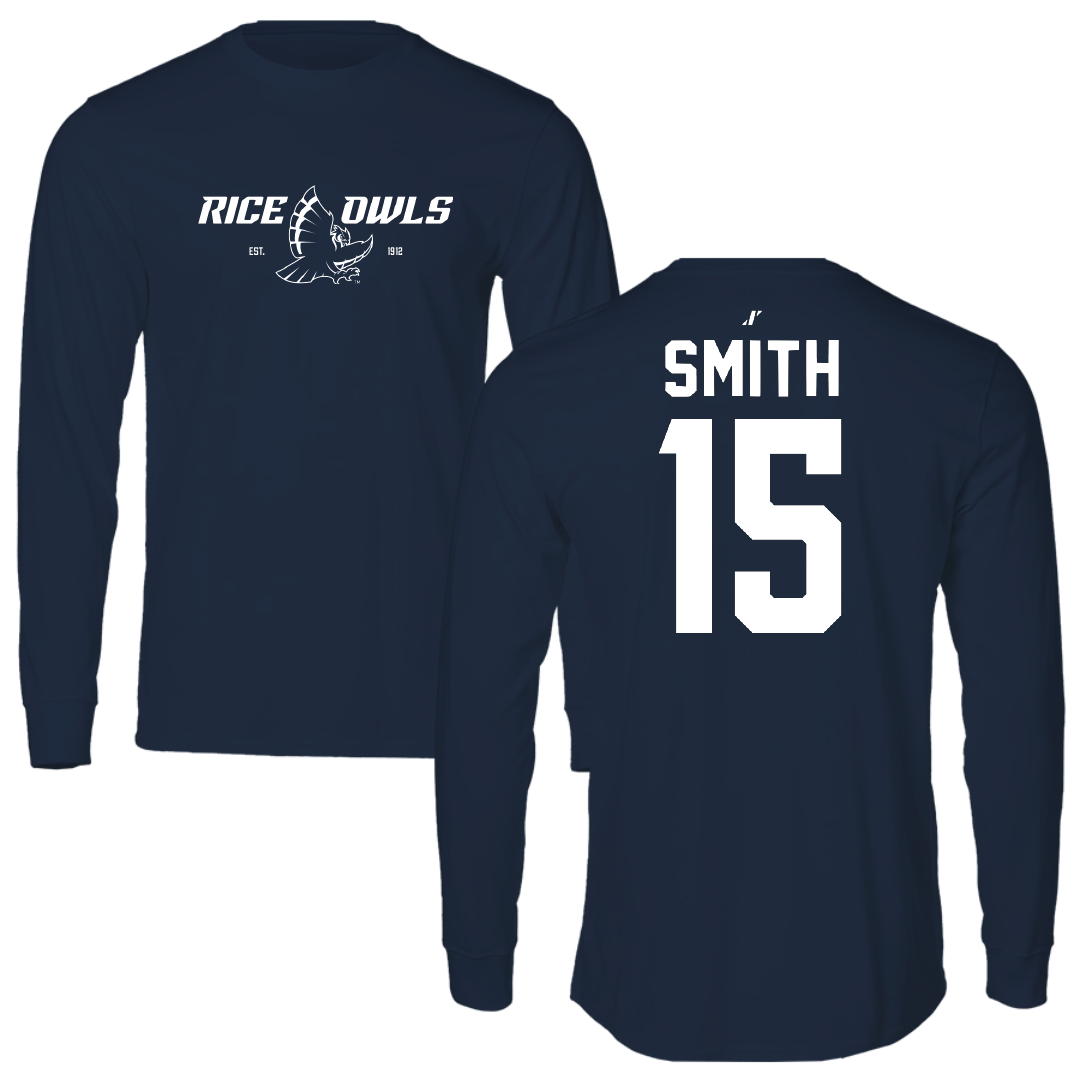Rice University Baseball Navy General Performance Long Sleeve - #15 Luke Smith