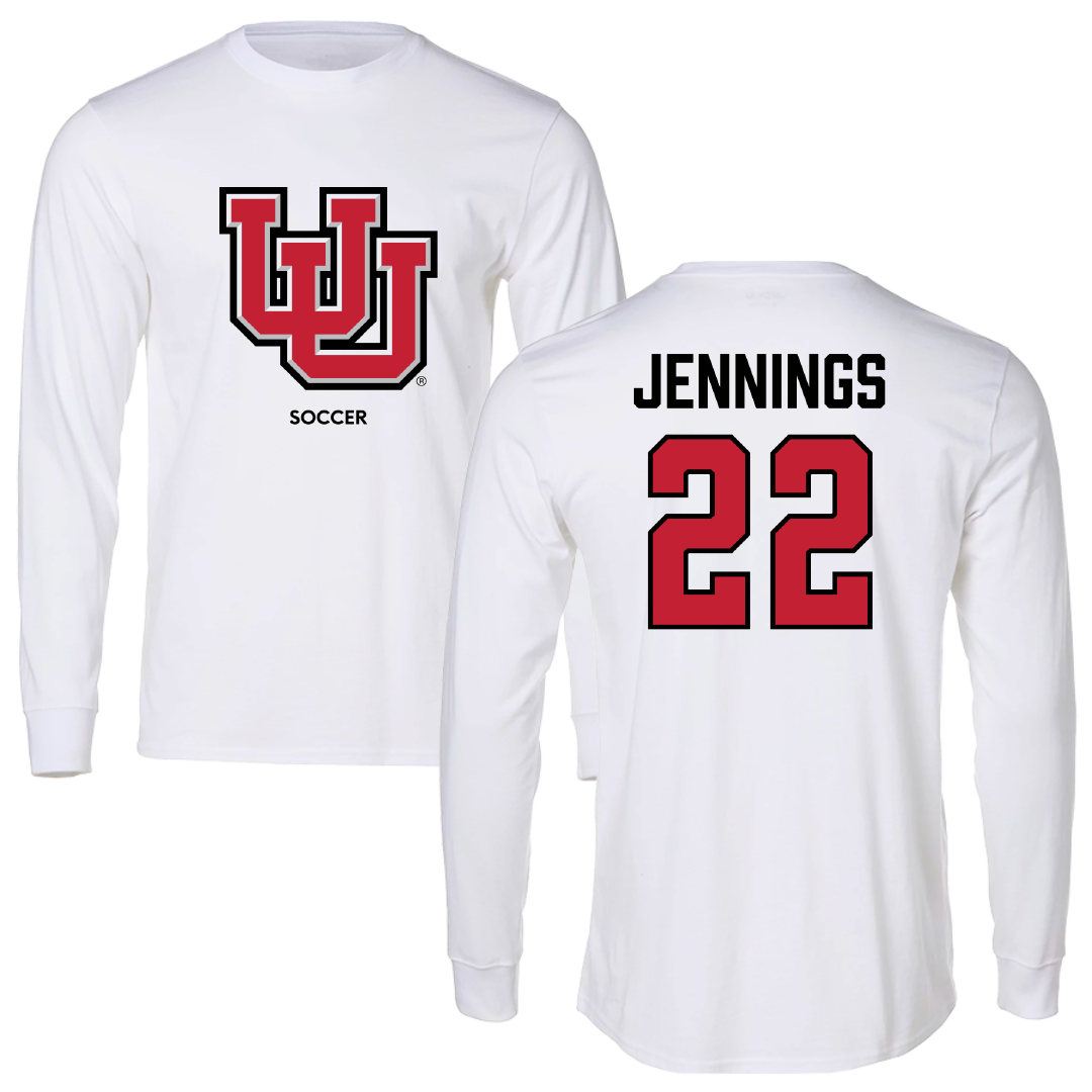 University of Utah Soccer (W) White Block Long Sleeve - #22 Kyla Jennings