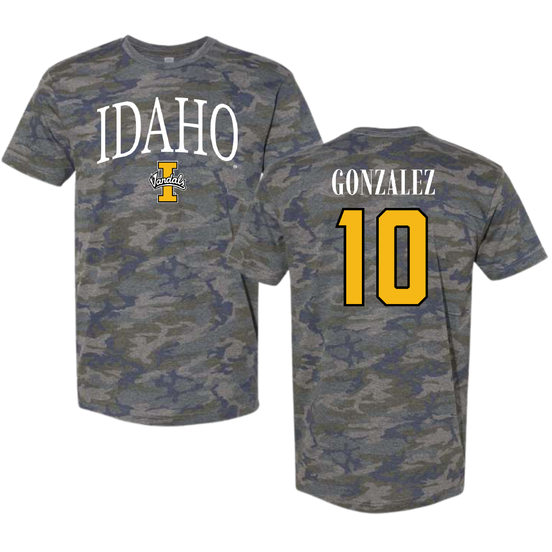 University of Idaho Basketball Vintage Camo Tee - #10 Kristian Gonzalez