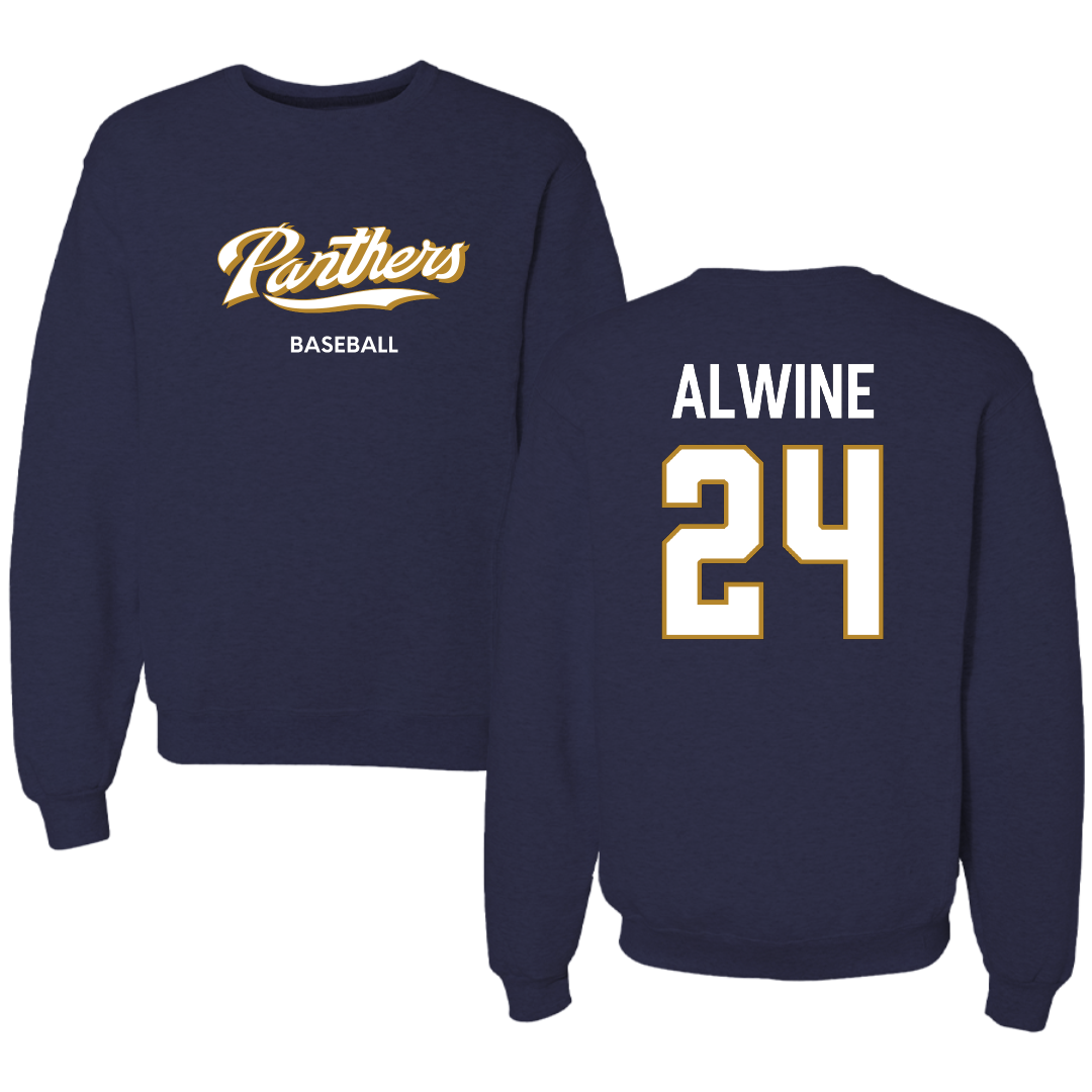 Florida International University Baseball Navy Panthers Crewneck - #24 Evan Alwine