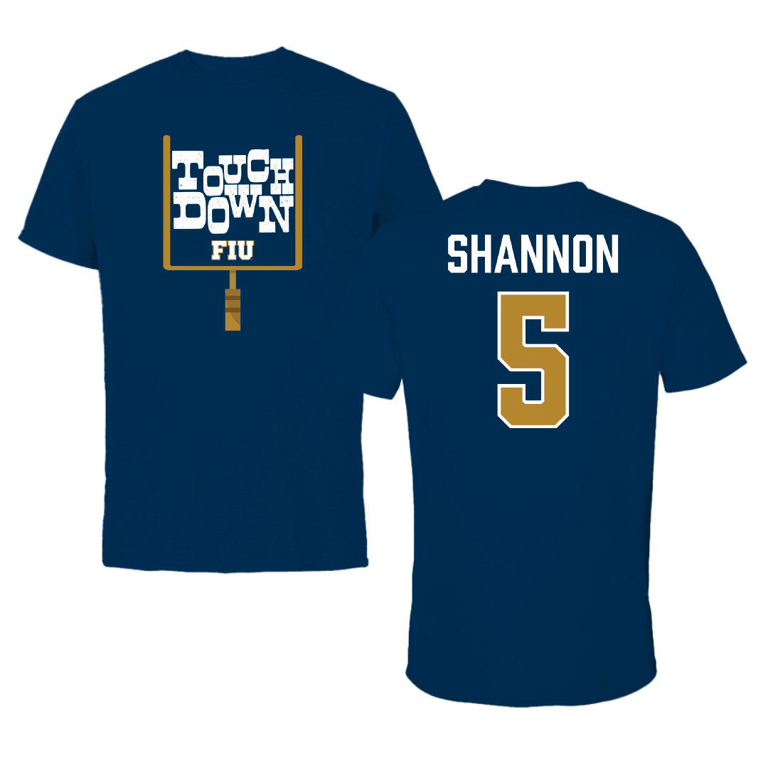 Florida International University Football Navy Touchdown Tee - #5 Steven Shannon