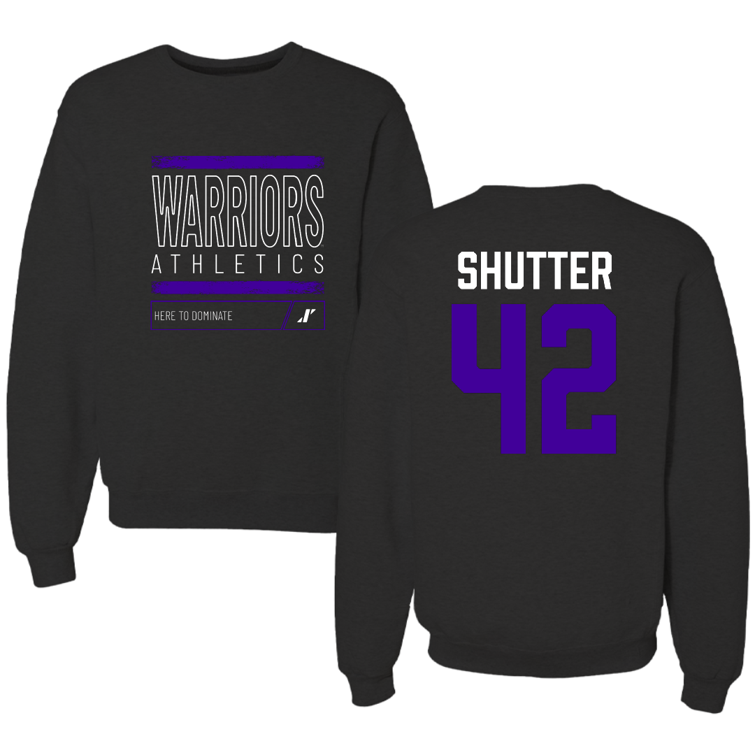 Winona State University Football Black Dominate Crewneck - #42 Sam Shutter