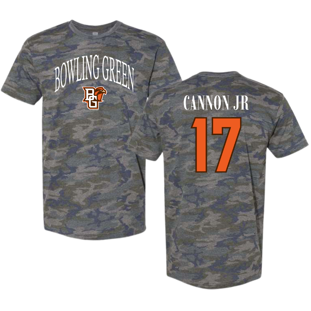 Bowling Green State University Football Vintage Camo Tee - #17 Mark Cannon Jr