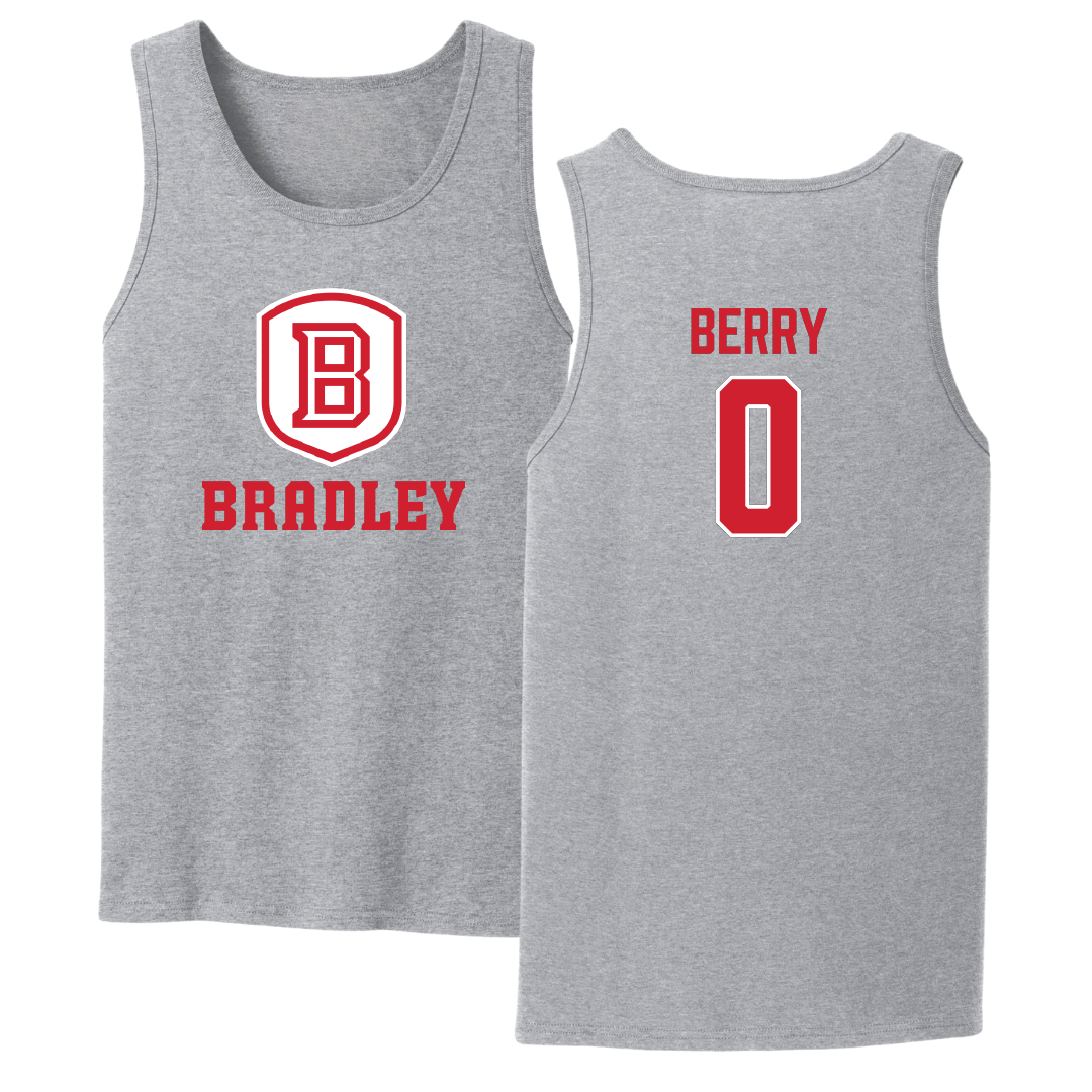 Bradley University Soccer Sport Gray Tank Top - #0 Drew Berry