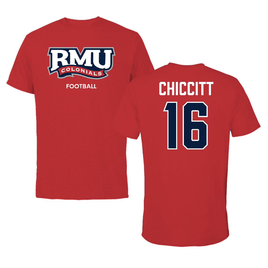 Robert Morris University Football Red Colonials Performance Tee - #16 Anthony Chiccitt