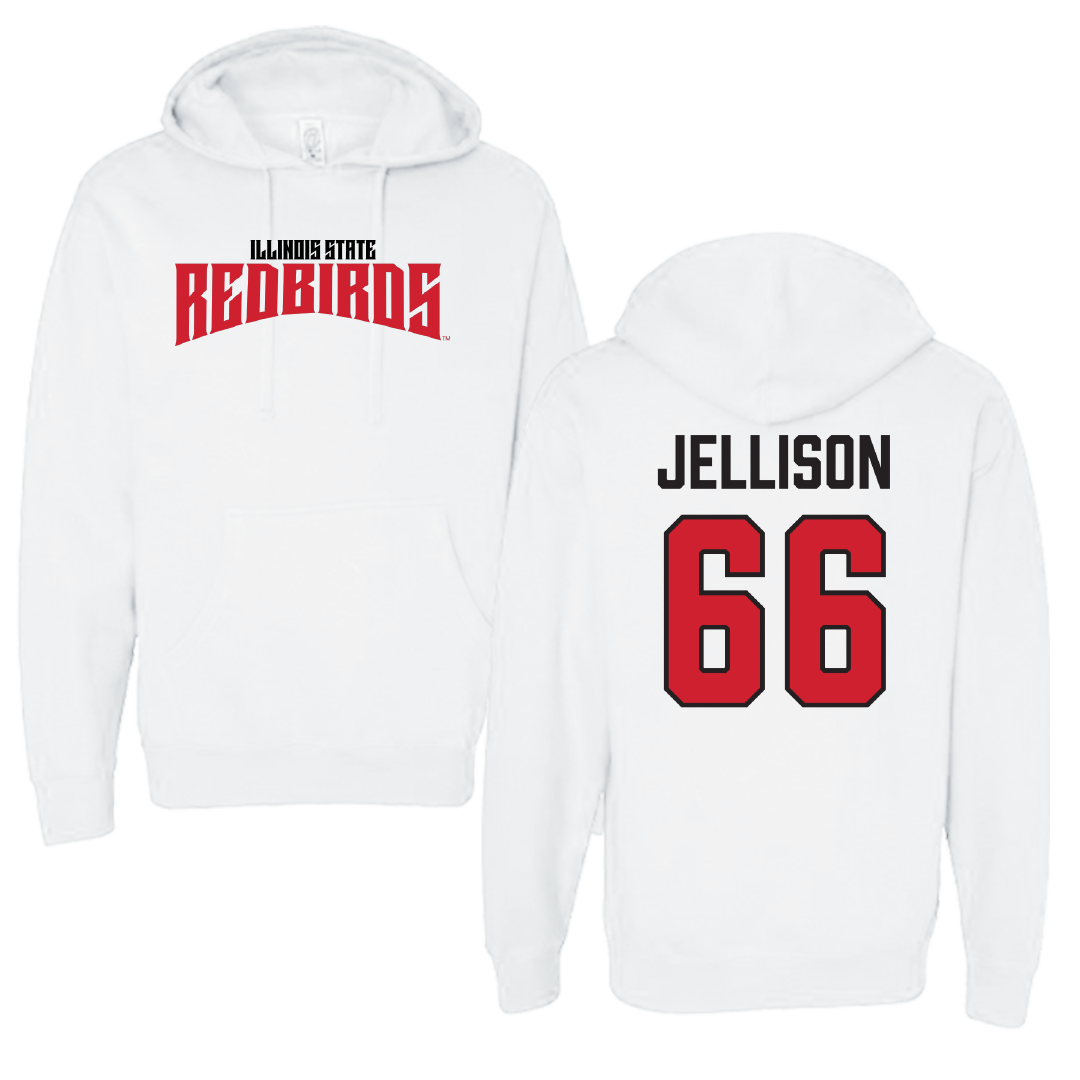 Illinois State University Football White Classic Hoodie - #66 Brayden Jellison