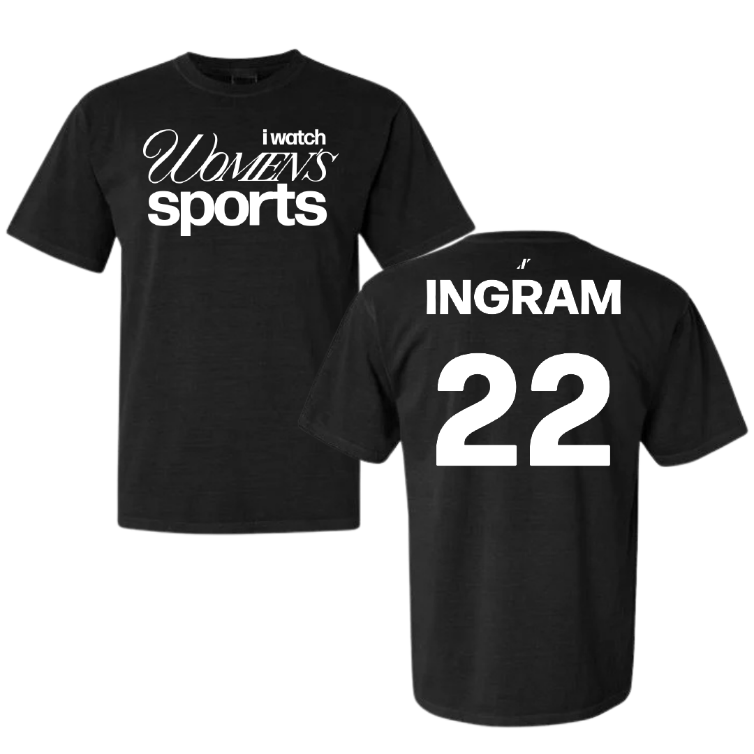 Nicholls State University Soccer Black WHM Comfort Colors Tee - #22 Kori Ingram